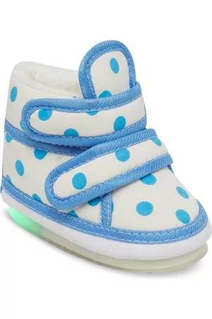 CHiU Kids Off-White & Blue Printed LED Slip-On Sneakers