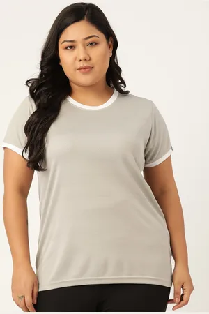 Spirit Animal Women Grey Solid Plus Size Training Top