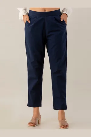 Kohsh Women Pure Cotton Pleated Cigarette Trousers