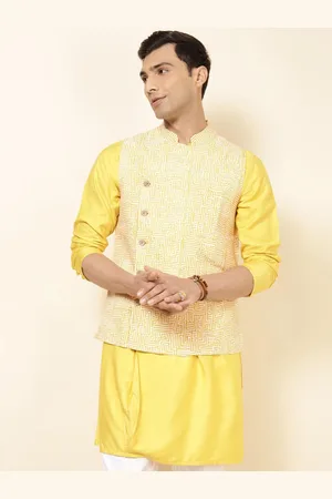 Fabindia FabBasic Printed Slim Fit Cotton Nehru Jackets