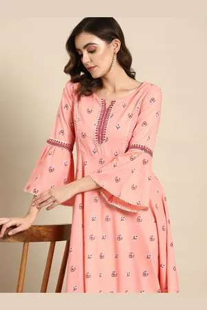 all about you Floral Print Bell Sleeve Gotta Patti Cotton A-Line Midi Dress