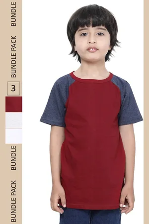 IndiWeaves Boys Pack Of 3 Pure Cotton T-shirt