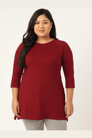 Spirit Animal Women Plus Size Maroon Solid Top