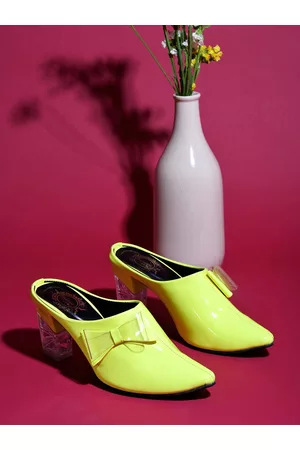 Shoetopia Bow Embellished Block Heel Mules