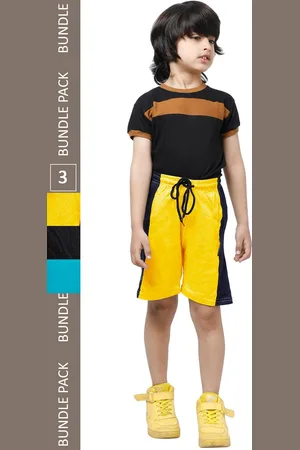 IndiWeaves Boys Pack Of 3 Striped High-Rise Pure Cotton Shorts