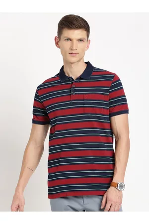 Indian Terrain Men Striped Polo Collar Pockets Slim Fit T-shirt