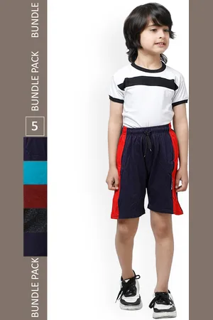 IndiWeaves Boys Pack Of 5 High-Rise Side Striped Pure Cotton Shorts