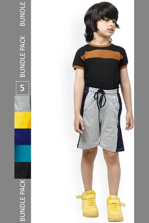 IndiWeaves Boys Pack Of 5 High-Rise Side Striped Pure Cotton Shorts