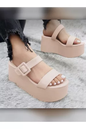 Shoetopia Double Strap Flatform Heels