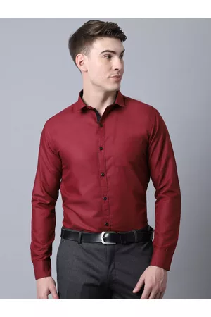 Majestic Men Maroon Solid Slim Fit Formal Shirt