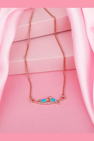 ESTELE Rose Gold-Plated Stone-Studded Pendant With Chain