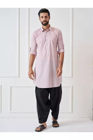See Designs Shirt Collar Geometric Printed Pure Cotton Pathani Kurta