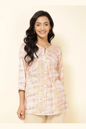 Fabindia Abstract Printed Key Hole Neck Top