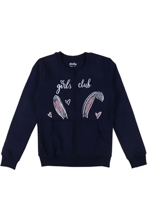 Gini and Jony Girls Printed Fleece Front Open Sweatshirt