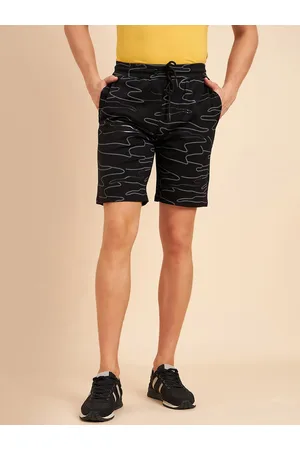 Sweet Dreams Men Black Abstract Printed Mid-Rise Shorts