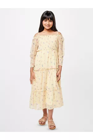 AND Girls Floral Printed Shoulder Strap Tiered A-Line Maxi Dress
