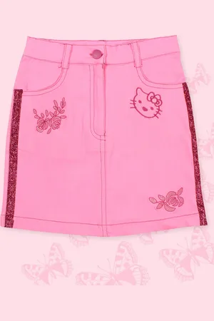 CUTECUMBER Girls Embellished Cotton A-Line Mini Skirt
