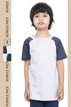 IndiWeaves Boys Pack Of 2 Colourblocked Raglan Sleeves Pure Cotton T-shirt