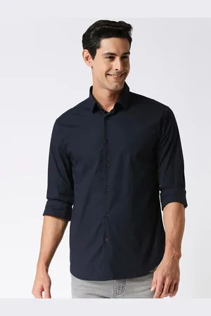 DRAGON HILL Slim Fit Spread Collar Long Sleeves Casual Shirt