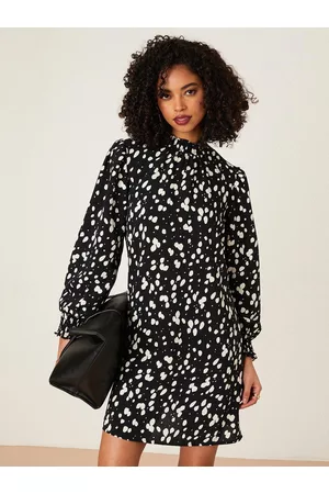 Dorothy Perkins Abstract Print Puff Sleeve A-Line Dress