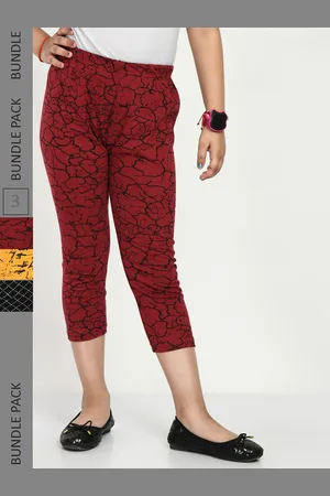 IndiWeaves Girls Pack of 3 Printed High Rise Pure Cotton Capris