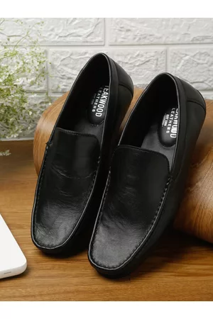 Teakwood Leathers Men Black Textured Leather Formal Loafers