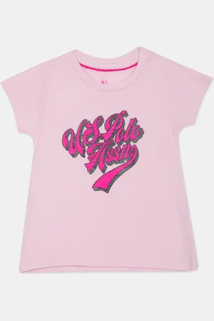 Ralph Lauren Girls Pink Typography Printed T-shirt