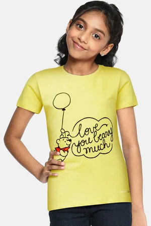 Allen Solly Girls Yellow & Black Winnie The Pooh Printed Pure Cotton T-shirt