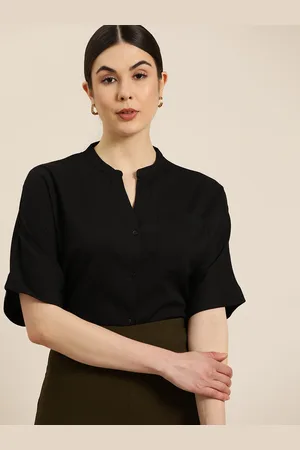 Invictus Women Black Solid Boxy Fit Formal Shirt