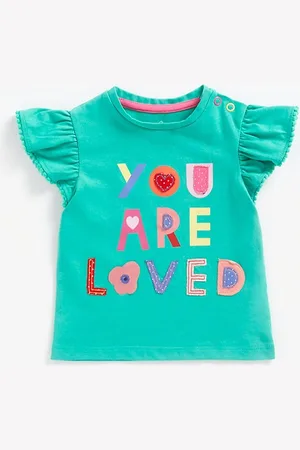 Mothercare Girls Green Applique Pure Cotton T-shirt