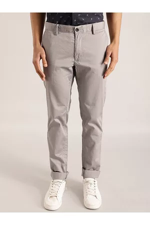 Indian Terrain Men Brooklyn Mid-Rise Slim Fit Trousers