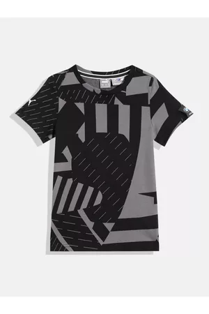 PUMA Kids Grey & Black BMW M Motorsport Printed Pure Cotton T-shirt