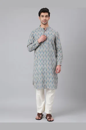 Fabindia Ethnic Motifs Printed Curved Cotton Kurta