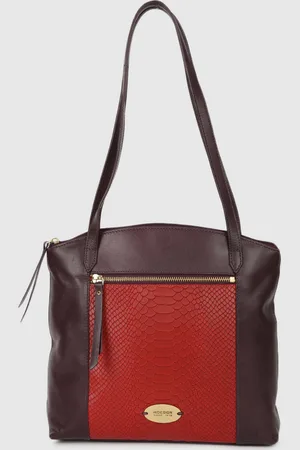 Hidesign Burgundy & Brown Colourblocked Tote Bag