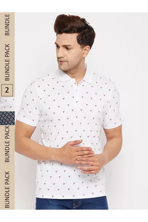 WILD WEST Men Pack of 2 Printed Polo Collar Cotton T-shirts