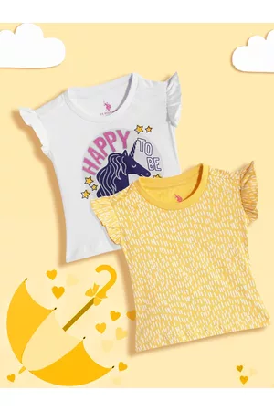 Ralph Lauren U S Polo Assn Kids Girls Assorted 2 Printed Layered Sleeves Pure Cotton T-shirt