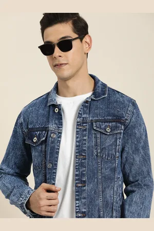Invictus Men Blue Washed Pure Cotton Denim Jacket
