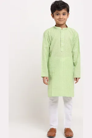 Kraft Boys Green Regular Pure Cotton Kurta with Pyjamas