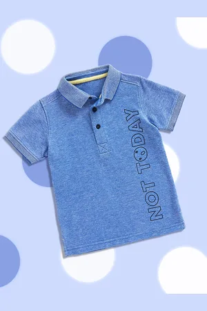 Mothercare Boys Blue Typography Printed Pure Cotton T-shirt
