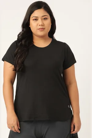 Spirit Animal Women Plus Size Black Solid T-shirt