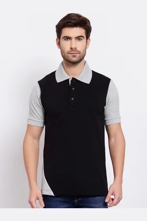 Kalt Men Black Polo Collar T-shirt