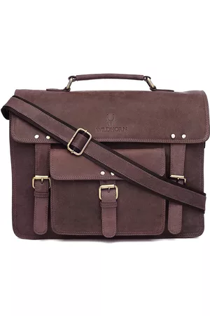 WildHorn Men Brown Solid Genuine Leather Laptop Bag