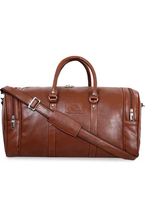 Leather World Unisex Tan Brown Solid Large Duffel Bag