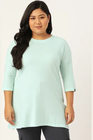Spirit Animal Women Plus Size Blue Solid Top