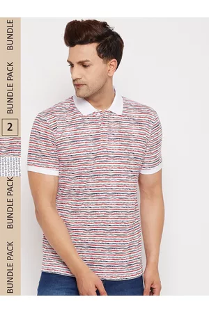 WILD WEST Men Pack of 2 Printed Polo Collar Cotton T-shirts