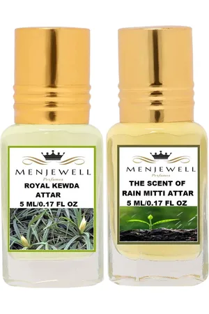 Menjewell Pack of 2 Attar - Royal Kewda & The Scent of Rain Mitti Attar 5ml Each