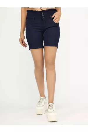 AngelFab Women High-Rise Denim Shorts