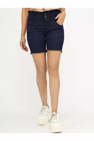 AngelFab Women High-Rise Denim Shorts