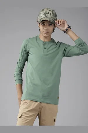 Buy Men's Solid Turtle Neck T-shirt with Long Sleeves Online