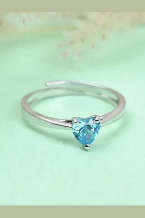 CLARA 925 Sterling Silver Cubic Zirconia Studded Adjustable Finger Ring